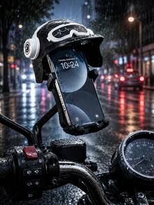 Motorcycle Phone Holder, Suitable For Scooter, Electric Bicycle, Bicycle Phone Mount, Helmet-Shaped Sunshade, 360° Rotating Anti-Shake Handlebar Phone Clip, Universal GPS Navigation Bracket, Compatible With 4.7-7 Inch Smartphones, ABS Nylon Material, Motorcycle Accessories - A - View 2