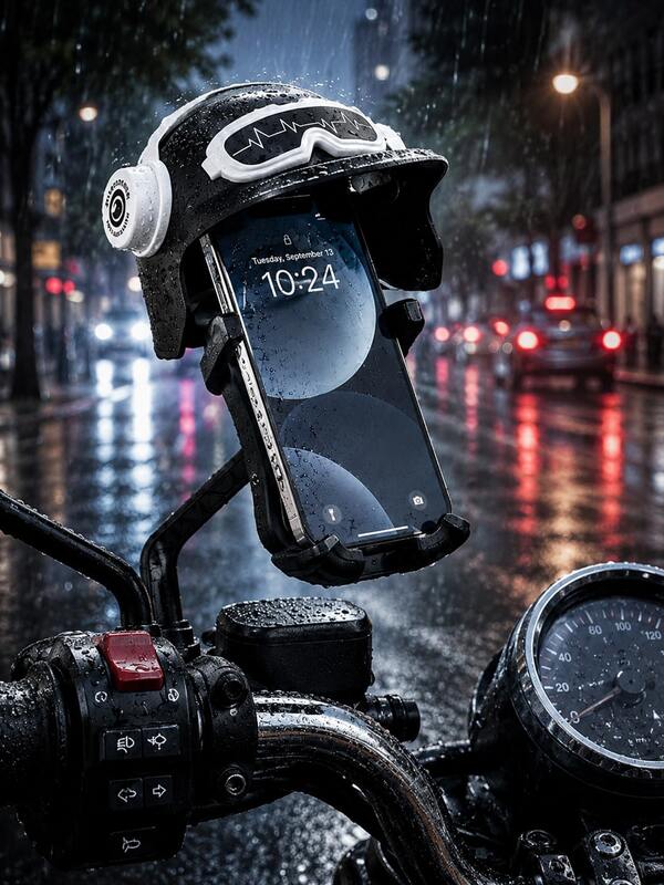Motorcycle Phone Holder, Suitable For Electric Scooter, Electric Bicycle, Bicycle, Motorcycle, Cute Helmet Shape Sunshade Anti-Glare Design, Shockproof 360° Rotating Handlebar Phone Clip, Universal Fit For 4.7-7 Inch Phones, Cycling Navigation Bracket Gift