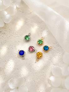 6/12/20/30 Gold/Silver Stainless Steel Charm Artificial Crystal Beads Pendant, Multiple Colors Random Mixed Birthstone Crystal Amulet Bracelet Jewelry Making DIY Handmade Necklace, Bracelet, Earring Accessories, Suitable For Valentine's Day And Birthday Gifts. - Multicolor - View 21