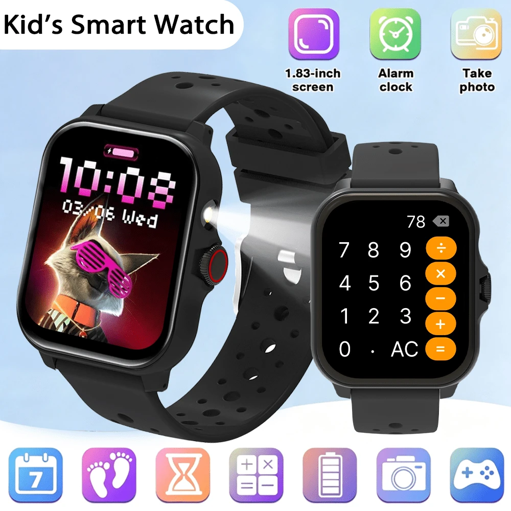 Smartwatch For Kids-Features Music Playback, A Pedometer, A Calculator, Activity Tracking, A Colorful Design, An Alarm Clock, And A Flashlight. It Makes An Ideal Gift For Children And Pre-Teens.