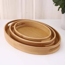 1 pieza Bandeja de comida oval bocadillo minimalista de bambú para casa - Albaricoque - Ver 2