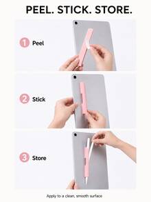 1pc Silicone Capacitive Stylus Pen Holder, Adhesive Backing No-Drill Stylus Pen Fixer, Tablet Touch Pen Anti-Loss Pen Rack, Suitable For Tablet/Phone Case/Laptop/Office Study Accessories, Multiple Colors Available - Multicolor - View 3