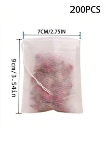 2 paquetes de 100 bolsas de té desechables, bolsas de filtro selladas al calor con cordón, bolsas de filtro de tela no tejida para especias - color transparente - Ver 18