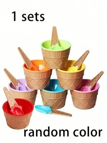 1/2/4sets Ice Cream Bowl And Spoon Set, Reusable Ice Cream Cup, Random Set Of Ice Cream Birthday Party Decoration,Suitable For Making Ice,Wedding,Kitchen Accessories, Ice Cream Mould,Birthday Gifts,Father's Day Gift,Graduation Gift - Multicolor - View 12