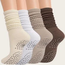 2/4/6/8 Pairs Women's Pilates Slouch Crew Yoga Socks, Non-Slip Grip For Ballet Dance And Hospital Workout - Multicolor - View 19