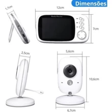 Baba Eletrônica Com Monitor Visão Noturna, Câmera c/ Audio Sensor de Temperatura VB603 3,2 polegadas - Visão 6
