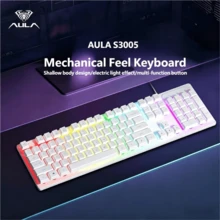 AULA 104-Key Wired Gaming Keyboard RGB Backlit USB External Keyboard Mouse Computer PC Laptop Original Black/White Mechanical Feel Keyboard - View 4
