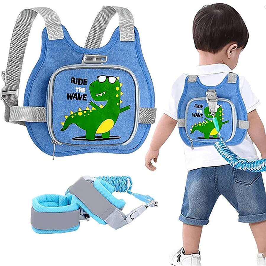 Sabuk Pengaman Anak, Sabuk Pengaman Anti Hilang, Sabuk Pengaman Anak Motif Dinosaurus Lucu dengan Tali Penarik Reflektif, Tali Penarik Anak yang Dapat Dilipat, Cocok untuk Orang Tua yang Bepergian - MultiWarna - View 1