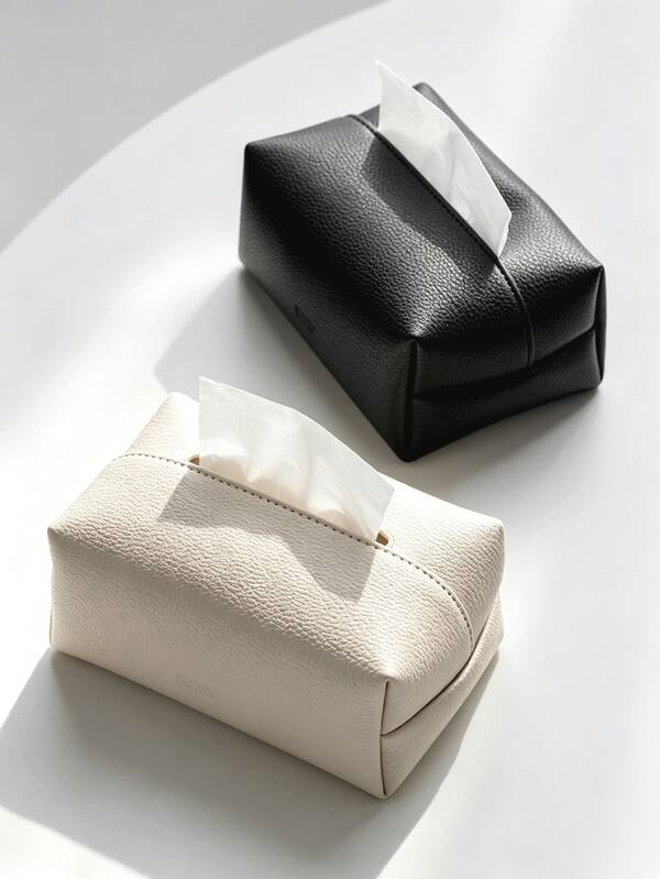 1 pieza Caja de pañuelos de cuero minimalista de moda, bolsa de almacenamiento multiusos para el hogar, cocina y exteriores, dispensador de toallitas húmedas para viajes, fácil de sacar sin atascarse, decoración de sala de almacenamiento, accesorio de cocina, esencial de viaje, decoración de dormitorio, accesorio de coche