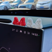 Rhinestone Bow Car Dashboard Ornament, Car Screen Decoration, Fun Interior Decor - A - View 2