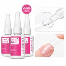 LIMEGIRL 10/5/3/2/1件 20ML 超強力美甲膠，適用於穿戴式假指甲、美甲片、壓克力指甲，無需UV燈，附刷頭，持久，適合初學者DIY居家美甲假指甲 - MJ159-8 - 查看 10