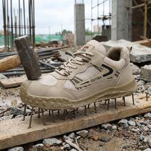 GUYISA Men's Khaki Professional Anti-Crush Anti-Puncture Protective Shoes, Workwear Series Solid Sole Oil-Resistant Acid-Alkali Resistant Lightweight Breathable Summer Functional Shoes - Khaki - View 2
