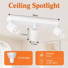 CANMEIJIA 1pc Long Track GU10 Ceiling Spotlight, Black/White, 3-Head, Rotatable Lamp Head, Adjustable Angle, No Light Source, For Living Room, Bedroom, Hallway, Store Lighting - GU10 Ceiling Spotlight 3-head - View 24