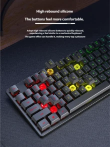AULA 104-Key Wired Gaming Keyboard RGB Backlit USB External Keyboard Mouse Computer PC Laptop Original Black/White Mechanical Feel Keyboard - View 6