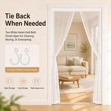 1pc Pure White Magnetic Screen Door, Auto-Closing Polyester Mesh Curtain, Pet-Friendly, No-Drill Installation, Weighted Bottom, Suitable For Bedroom, Patio, Balcony And Kitchen, Multiple Sizes Available - Pure White Polyester Screen Door - View 10