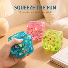 Multi-Color Fruit Cube Sensory Squeeze Toy, Soft Cute Stress Relief Interactive Toy For Kids, Jelly-Style Handheld Toy, Suitable For Party Favors, Classroom Rewards, Birthday Gifts - Multicolor - View 8