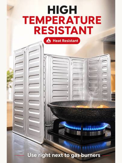 STANIEY Foldable Kitchen Oil Splash Guard, Flexible Multi-Panel Stove Splash Screen, Easy-To-Clean Oil Residue Barrier, Suitable For Gas Stove, Induction Cooktop Home Cooking, Foldable Kitchen Stove Oil Splash Guard Splash Screen