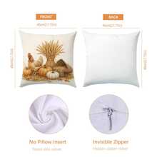 Autumn Vintage Farm Pumpkin Wheat & Small Animals Cushion Covers 4pcs Set, Single-Sided Printed Peach Skin Velvet Polyester Material, 45*45CM Throw Pillow Covers For Modern Fabric Sofa Indoor Decor, Party Decoration, Gift Giving - Multicolor - View 2