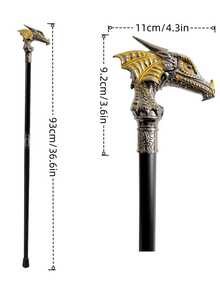 1 pieza Cetro de metal de dos colores con patrón de pterosaurio, textura de escamas de dragón, varita mágica larga desmontable, accesorio de estilo vintage casual para cosplay, juegos y actuación de mago, bastón elegante de alta gama tipo caballero británico, accesorio para festival mediterráneo y árabe, apto para uso diario, regalo para hombre, para actuación escolar creativa - Pteranodon - Ver 13