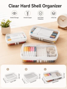 旅行收納袋,可存放盥洗用品與化妝品,旅行收納袋套組,盥洗用品收納,拉鍊收納盒,大容量可存放多種物品 - 白色 - 查看 6