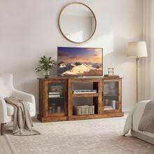65 Inch TV Stand, Modern Wood TV Console With Open Storage Shelves, Entertainment Center Media Cabinet For Living Room, Bedroom & Gaming Room - 鏽棕色 - 查看 8