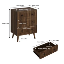 Mid-Century Modern Style Bedside Table With Two Drawers And Solid Wood Legs; Nightstand Or Side Table For Bedroom, 43.5 X 40 X 57.5 Cm, Walnut Finish, 1 Unit. - 核桃色 - 查看 11