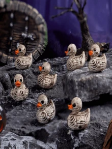 5/8pcs Gothic Style Cute Skeleton Duck - Resin Mini Figurines, Suitable For Halloween, Gothic Home Decor, Office, Party - Compact Desktop Decoration, Dark Style Enthusiasts Collection Gift - Easy To Display, Halloween Decoration - Multicolor - View 2