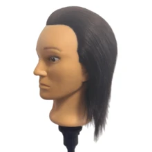 100% Human Hair Mannequin Head Men's 6" Hairdresser Practice Beauty Styling Training Mannequin Head With Clamp Stand - Natural Black - View 6