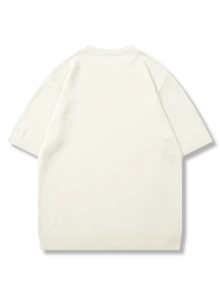 Men's Neutral Round Neck Knitted Top Casual Commute Solid Color Round Neck Short Sleeve Loose Fit Pullover T-Shirt Spring Summer - Beige - View 5