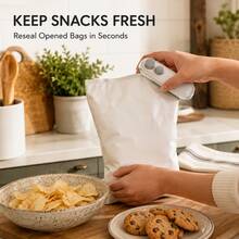 1pc Magnetic Portable Snack Bag Sealer With Hand Press Operation & Magnetic Seal System - Mini Plastic Sealing Machine Suitable For,, Travel, Picnic, Resealing For Freshness Preservation - Silver - View 7