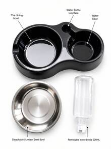 Structured Craftsmanship 2-In-1 Pet Food And Water Bowl, Suitable For Small/Medium Cats, Dogs, Rabbits And Other Pets, Easy To Clean. Dog Stuff, Cat Stuff, Cat And Dog Dual-Use Bowl Combination. Durable Plastic Material With Stainless Steel Bowl, Easy To Clean, Suitable For Cats And Dogs - 500ml - View 3