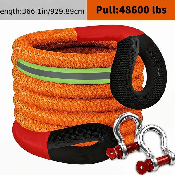 Heavy-Duty Tow Rope Set For Off-Road Vehicles And SUVs, Featuring Two Heavy-Duty U-Shaped Tow Hooks And A Storage Bag, Ideal For Off-Road Recovery, High-Speed Rescue, And Everyday Towing