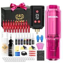 Neebol Tattoo Gun Kit Complete Set, Portable Design, Cordless Tattoo Pen, 1600mAH Battery, Wireless Machine, 20 Red Cartridge Needles, 8 Inks, Extra White Soap, Tattoo Supplies For Beginners & Artists, Body Art Makeup, Easter Gift - Multicolor - View 2