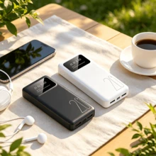 Black Portable Power Bank, 200-400g Slow Charging Power Bank, 10000/20000mAh, Initial Charge May Be Low And Disappear Quickly, Battery Display Will Be Normal After 2 Uses, Compatible With Mainstream Mobile Devices (2xUSB Output, Type-C, Micro For Charging Power Bank), LED And Digital Display, Suitable For Graduation Gift, Bachelor Party Gift, Bridesmaid Gift, Father's Day Gift - White - View 12