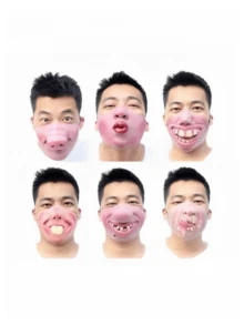 1 buah/Set Masker Lateks Wajah Penuh, Penutup Mulut Lucu dengan Bibir Tertawa, Kostum Prank Pesta Liburan, Halloween - MultiWarna - View 7