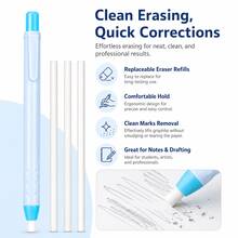 4PCS Eraser Pen Set With 10 Refill Eraser Cores, Press-Type Retractable Pencil Erasers, Refillable Correction Eraser Pens For Students, Artists, School, Office, Drawing, Sketching And Note Taking - Multicolor - View 9