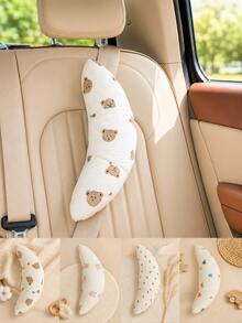 Cute Bear Pattern Seat Belt Pillow, Car Seat Belt Shoulder Pad, Soft Shoulder Cushion Neck Support Pillow, Universal Seat Belt Shoulder Pad, Seat Belt Protector, Heart Rabbit Pattern Car Interior Accessory, Suitable For Driving, Road Trips, Travel - A - View 6