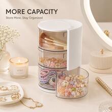 1pc Hair Accessory Storage Box, Optional Colors And Layers, Rotatable Multi-Layer Hair Accessory Box, Transparent Dust-Proof Hair Tie Storage Tray, Girls Hair Clips, Headbands, Rubber Bands, Hair Ropes Storage Rack, Multi-Function Comb Storage Box - Multicolor - View 5