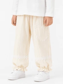 Balabala Pantalones de verano anti-mosquitos para niñas con lindo encaje y dobladillo con volantes - blanco lechoso - Ver 1