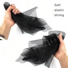 AliLeader 30 Inches X 15 Inches Black Elastic Woven Net, Suitable For Crochet Braiding, Women's Crochet Caps, Women's Sewn Mesh Hair Nets, Hair Extensions, Halloween - Black - View 5