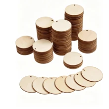 100pcs Perforated Natural Wood Rings, Round Wooden Discs For DIY Crafts, Painting And Doodling - A - View 6