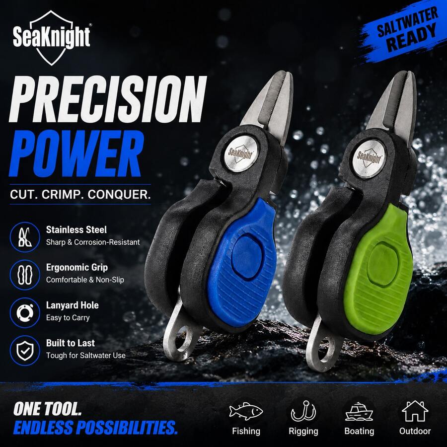 SeaKnight Fishing Line Scissors, Stainless Steel Sharp Fishing Cutter With Ergonomic Non-Slip Grip, Saltwater Resistant Multifunctional Fishing Pliers For Braided Line, Rigging, Boating & Outdoor Fishing Gear - Multicolor - View 1