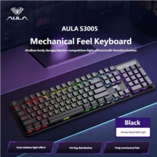 AULA 104-Key Wired Gaming Keyboard RGB Backlit USB External Keyboard Mouse Computer PC Laptop Original Black/White Mechanical Feel Keyboard - View 13