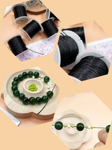 10m Roll Black High Elasticity Beading Cord, Low Friction Smooth Design For Easy Beading, Secure Knot Lock Resistant To Loosening, Flexible Tear-Resistant, Beginner Friendly Craft Rope, Suitable For Elastic Bracelets, Anklets, Beaded Necklaces, Keychains, Hand-Strung Beads And Other Beaded Jewelry Making - Elastic Rope - View 8