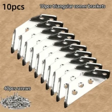 50/100pcs Rust-Proof Galvanized Iron Corner Bracket Set, Three-Sided Fixed Universal Support Bracket, Suitable For Wooden Furniture, Bookshelves, Drawers, Cabinets, Tables And Chairs. - A - View 13