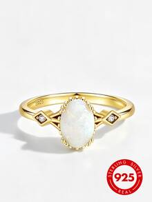 1.25-1.5ct Vintage Gold Plated Pear/Oval Opal Ring, S925 Sterling Silver Band Teardrop Fire Opal, Engagement Ring, Exquisite Jewelry Gift For Women - Style B-white - View 16