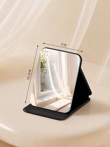 1pc New Foldable Portable High-Definition Makeup Mirror PU Leather Desktop Mirror Set, Suitable For Travel And Daily Use (Size: Large/Extra Large/Super Large) - Black - View 14
