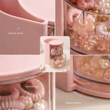 1pc Hair Accessory Storage Box, Optional Colors And Layers, Rotatable Multi-Layer Hair Accessory Box, Transparent Dust-Proof Hair Tie Storage Tray, Girls Hair Clips, Headbands, Rubber Bands, Hair Ropes Storage Rack, Multi-Function Comb Storage Box - Multicolor - View 7