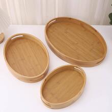 1 pieza Bandeja de comida oval bocadillo minimalista de bambú para casa - Albaricoque - Ver 3