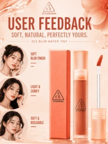 3CE Water Tint #CORAL MOON 4.6g, Soft-Focus Matte Finish, Non-Sticky, Instant Film-Forming For Long-Lasting Color, Daily Essential - #CORAL MOON - View 9